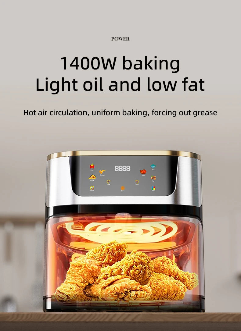10L 10L Electric Air Fryer with Adjustable Tempera Large Capacity Air Fryers with Viewing Window & Touchscreen For Home