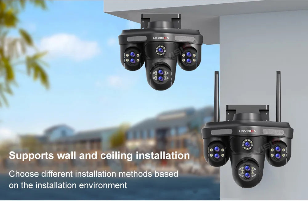 LS VISION 35MP WiFi IP Camera 7 Lens 10X Zoom Outdoor 3PTZ 360° Surveillance Security Camera Smart Home Ai Tracking CCTV Cam