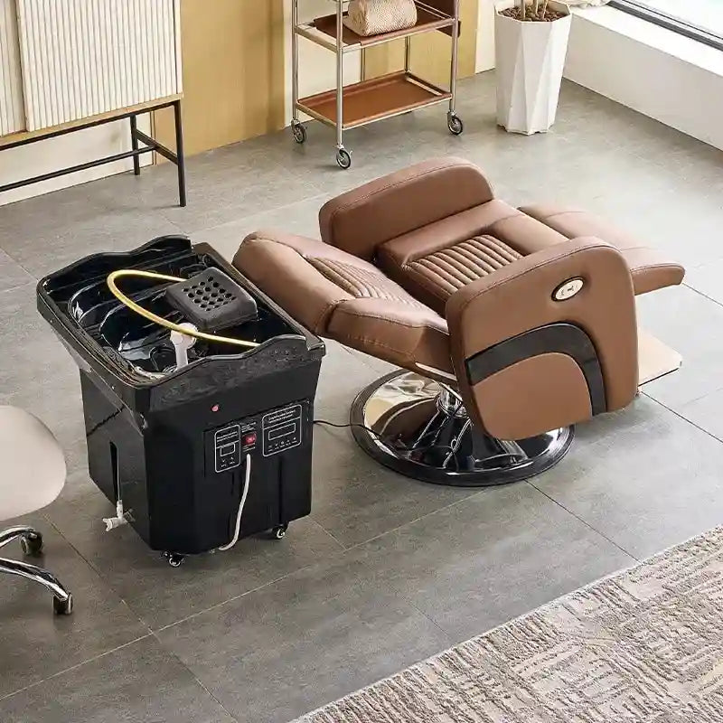 Portable Shampoo Bed with Water Tank - Mobile Spa Chair Black/White Massage Chairs Tidesmit