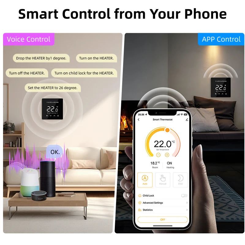 Tuya thermostat wifi smart gas boiler/water electric floor heating controller  temperature remote controller with google alexa
