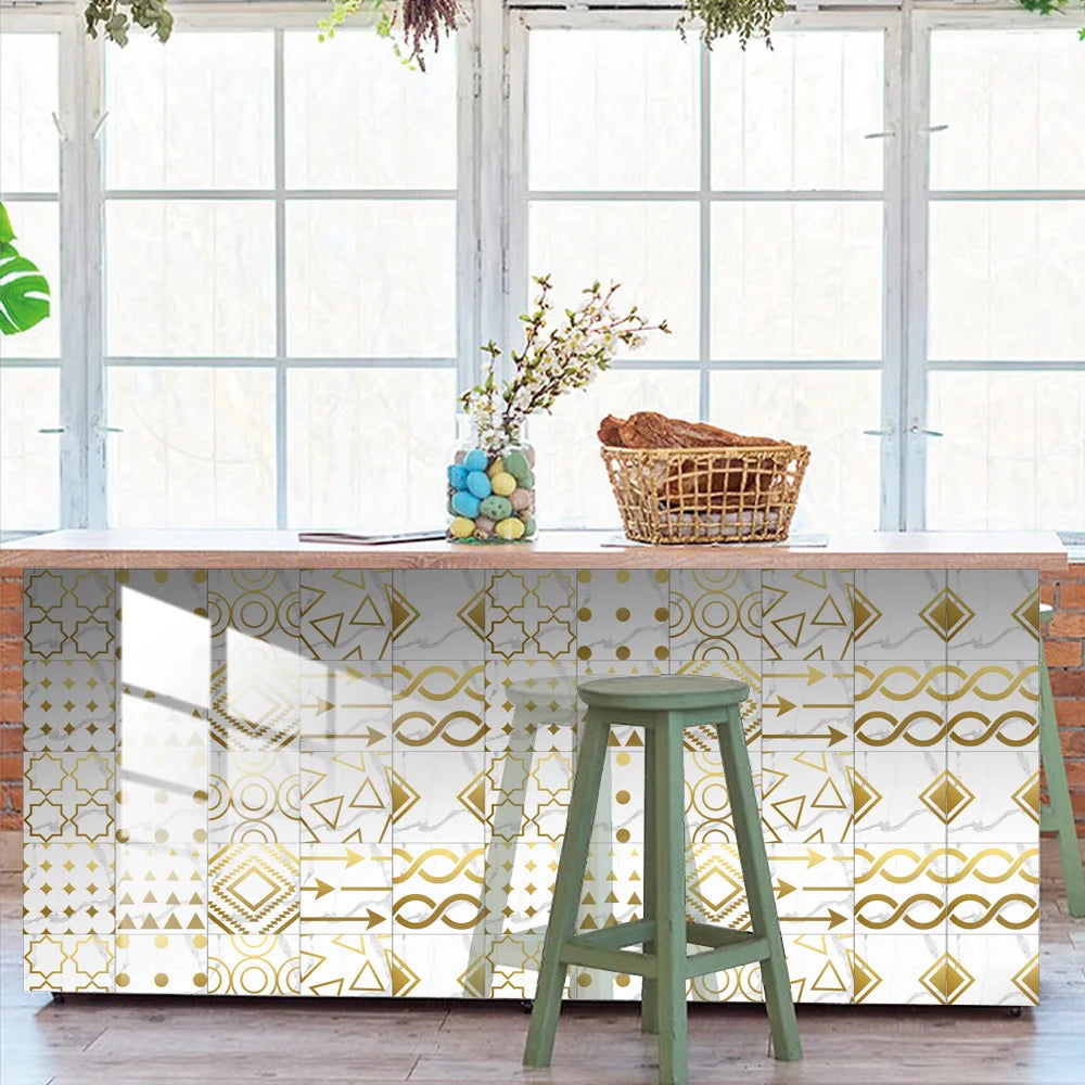 10pcs Crystal Tile Wall Stickers Self-Adhesive Kitchen Tiles PVC Backsplash Stickers Peel and Stick Bathroom Faux Stone Effect