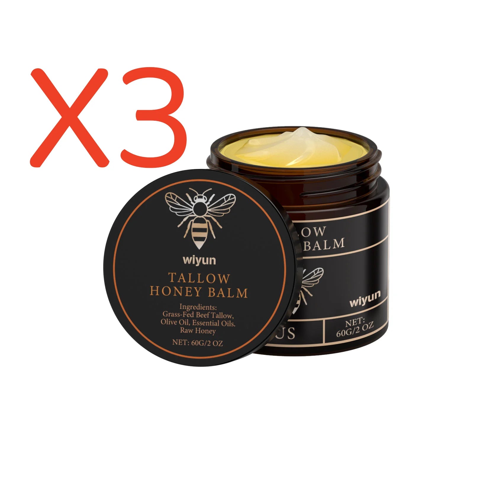Beef Tallow Honey Moisturizer Grass Fed Whipped Tallow Face Cream Body Lotion Non Greasy Nourishing Fast Absorption Skin Care