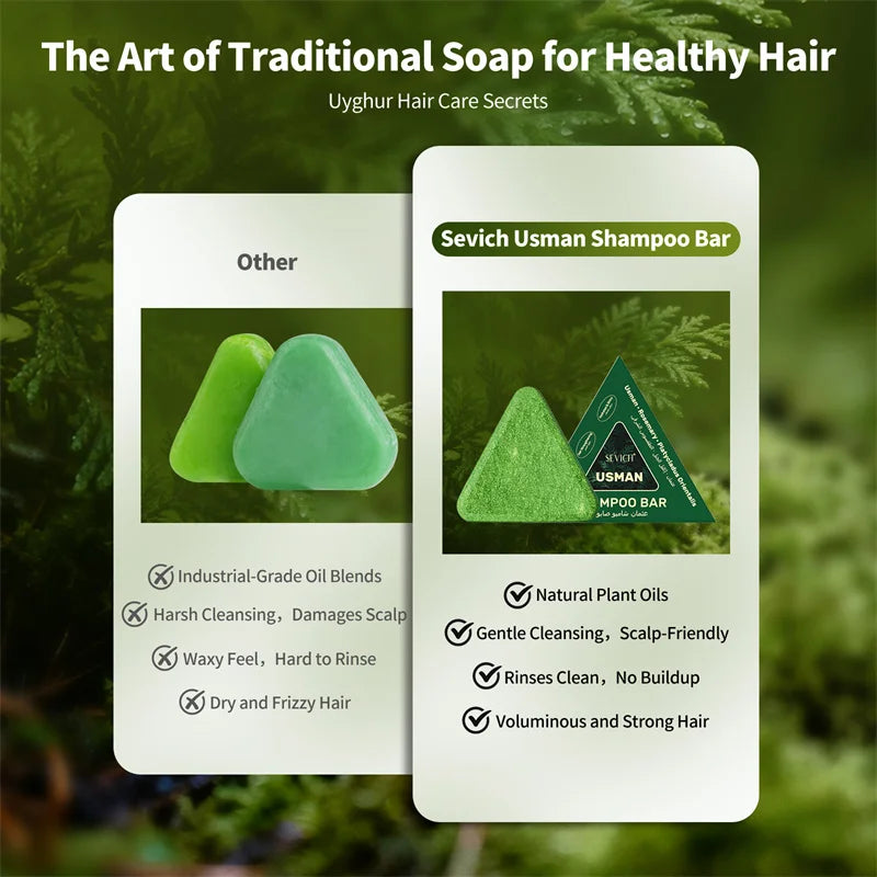 Usman Shampoo Bar Usman Grass Natural Soap Hair Nourishing Shampoo Soap Oil Control Relieves Scalp Itching Strengthens Hair Root