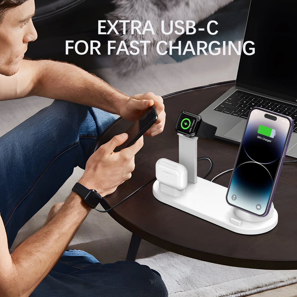 Wireless Charging Station for iPhone & AirPods | Qi Certified Fast Pad Tidesmit