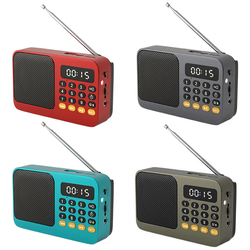 Bluetooth 5.0 FM Radio Portable Speaker with LED Light Support Recording TF Card USB Play Wireless Speaker Radio FM Receiver