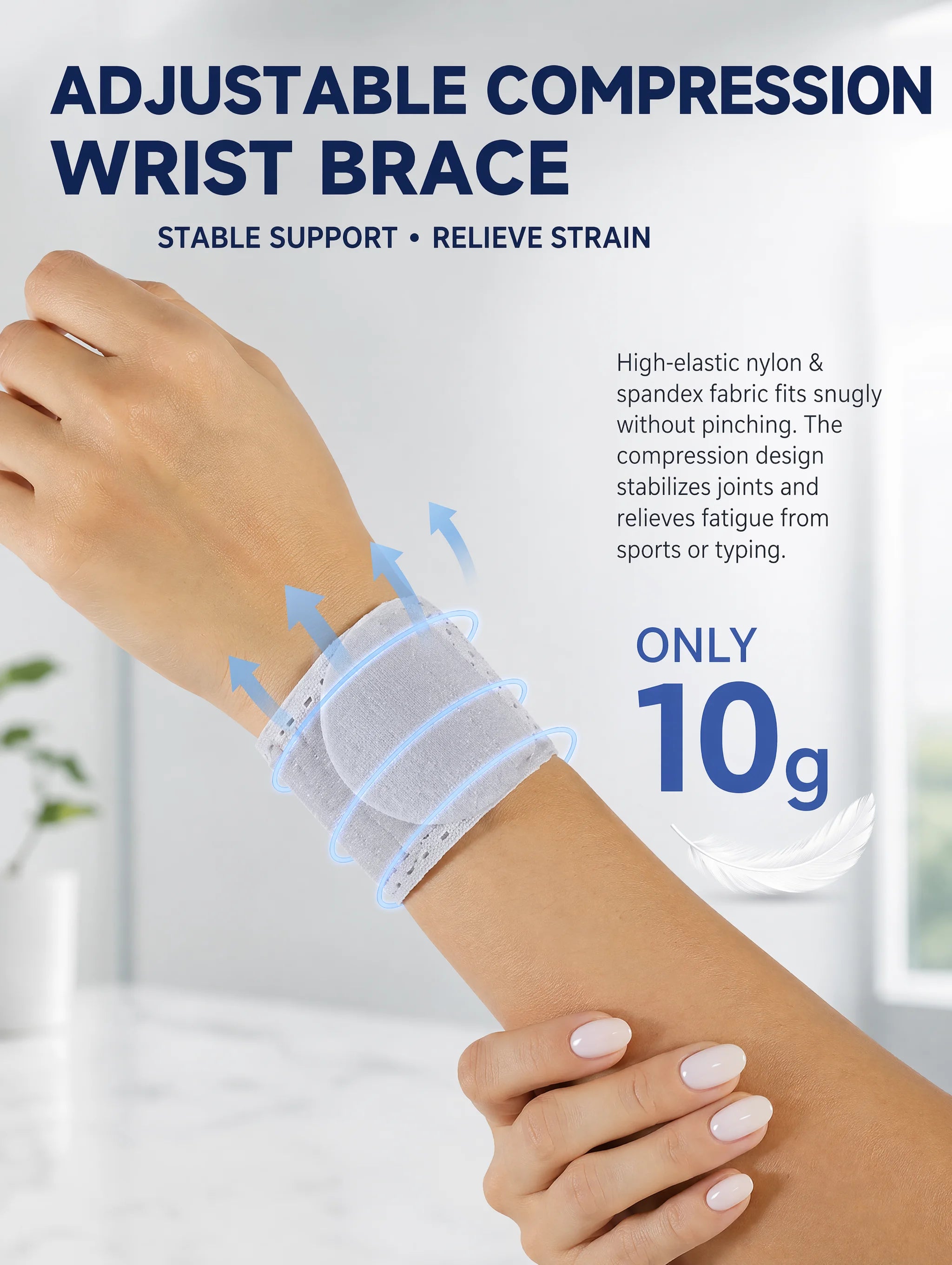 VBOSI Lightweight Compression Wrist Brace for Women, High Elastic Wrist Support for Tendonitis, Badminton Basketball Fitness