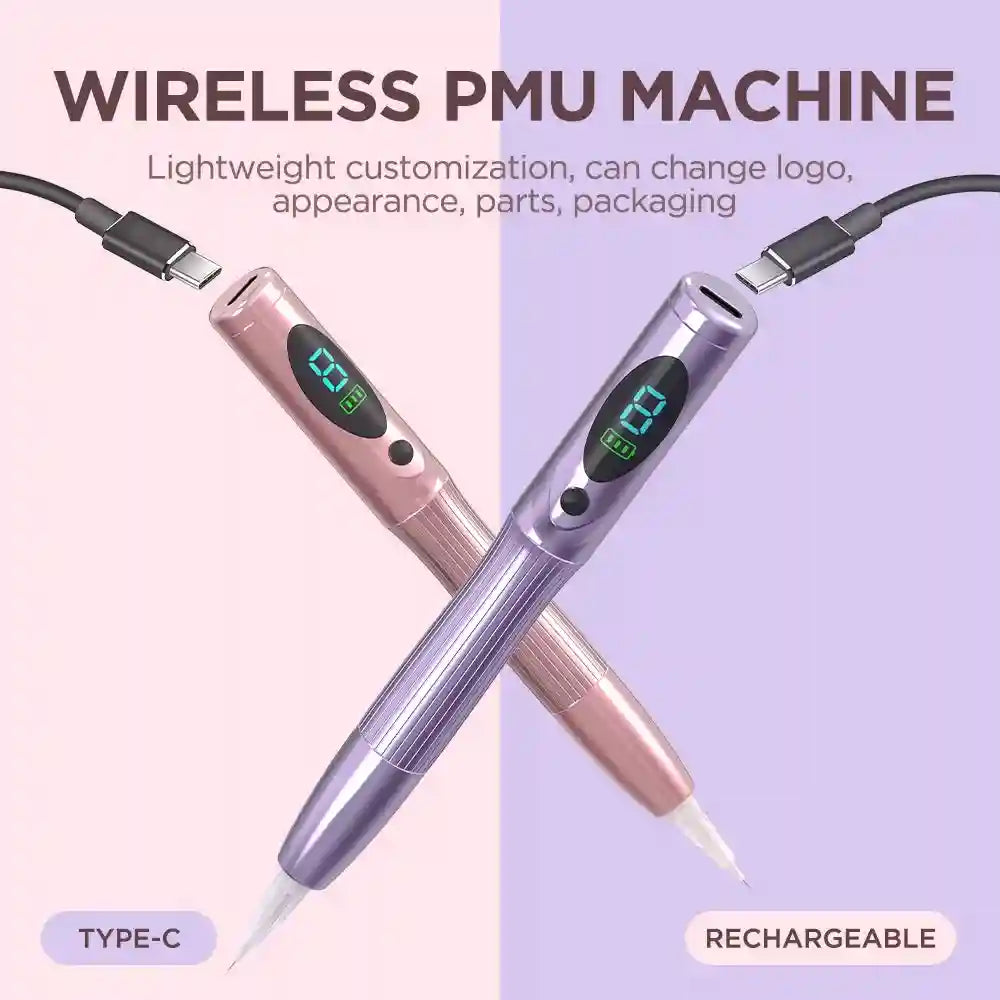 Wireless PMU Machine for Lips & Eyebrows - Professional Pink Device Permanent Makeup Machines Tidesmit
