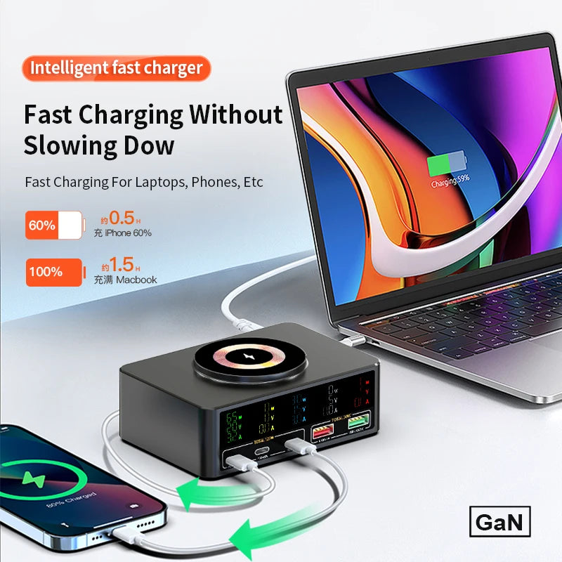220W GaN USB-C Fast Charger Station for Multi-Device Charging Tidesmit