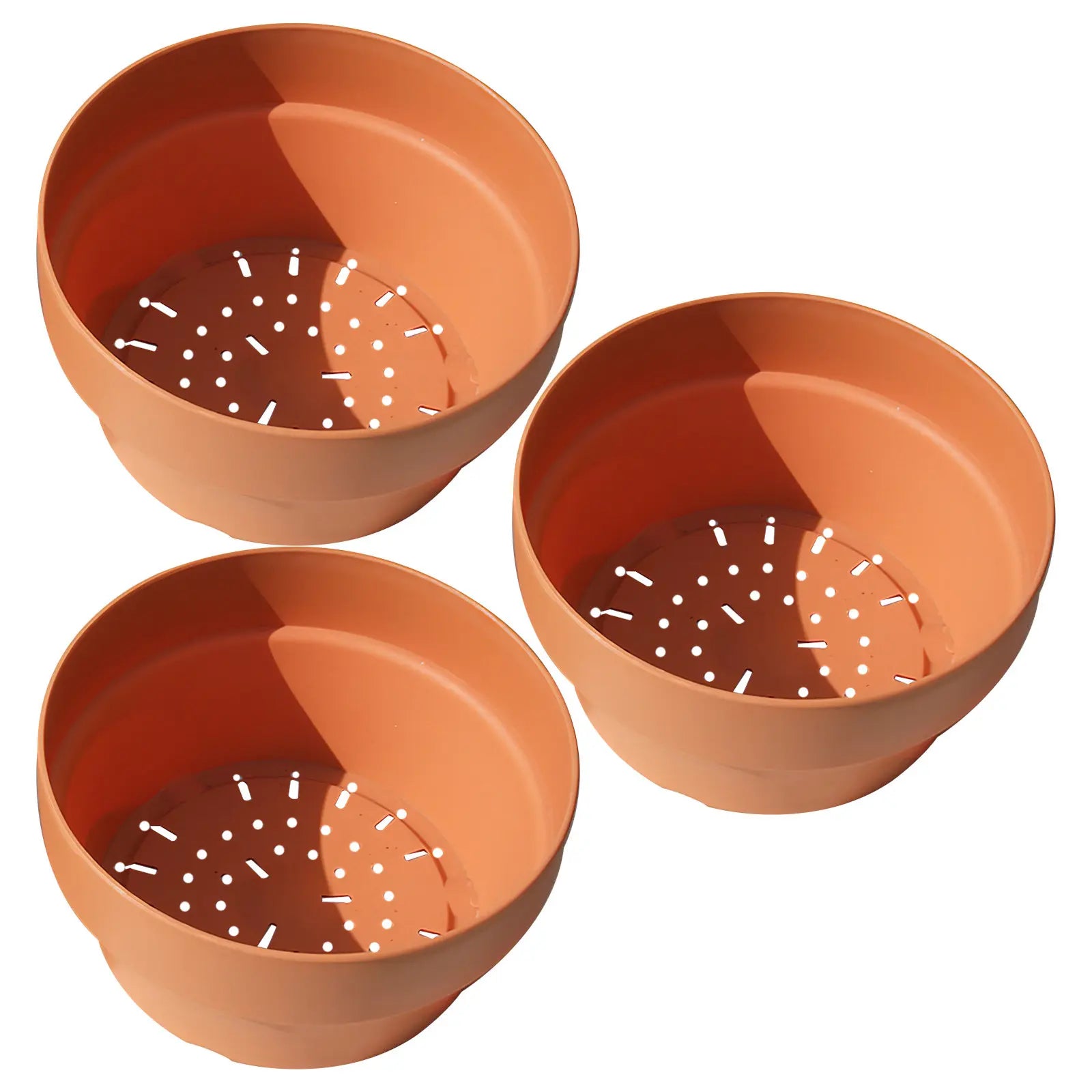 3Pcs Premium Plastic Flower Pot Set Imitation Clay Design Small Shallow Planter for Indoor Outdoor Use Succulent Bonsai Garden