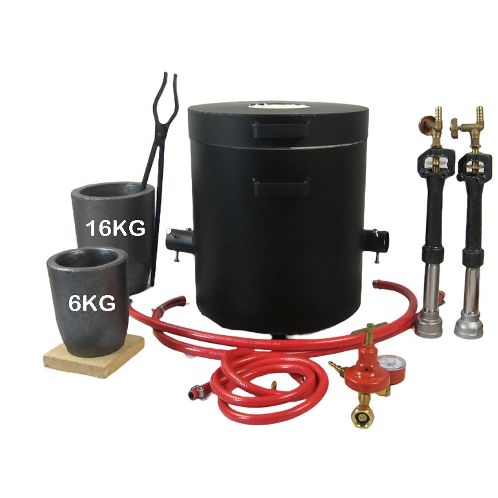 LSMIITTH 16KG/35.27LBS Double Burner Propane Metal Melting Furnace With 2 Crucible Suitable For Melting Copper Brass Aluminium