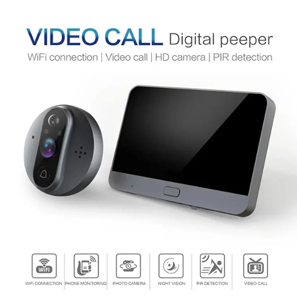 Tuya Smart 4.3 Inch WiFi Peephole Doorbell Camera 120 Degree Wide Angle Door Eye 5000mAh Battery PIR Motion Detector Video Intercom Home Security Camera