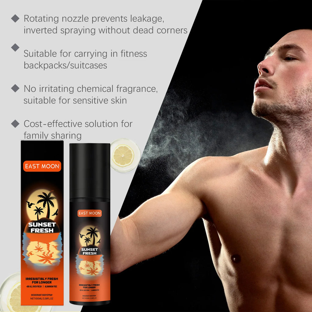 Tidesmit East Moon fruity underarm deodorizing spray for sweat elimination and fresh body odor removal