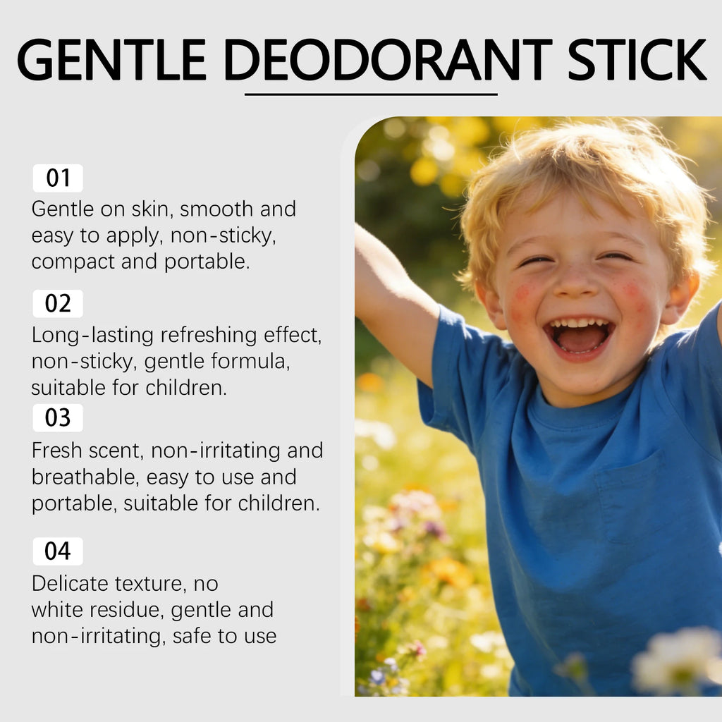 Tidesmit deodorant stick for kids and teens, gentle moisturizing antiperspirant cream to eliminate sweat and odor.