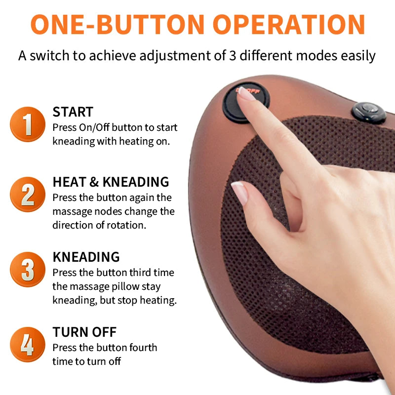 Electric Cervical Neck Massager with Heat Therapy & Spine Support Massage Cushion Tidesmit