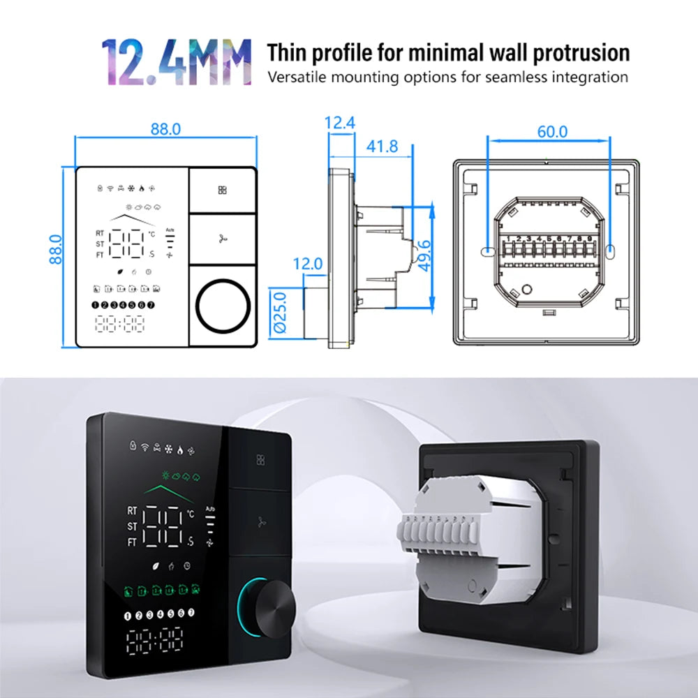 New Smart Thermostat with Knob WIFI Temperature Controller Air Conditioning Thermostat Fan Coil Unit AC Controller for Home Room