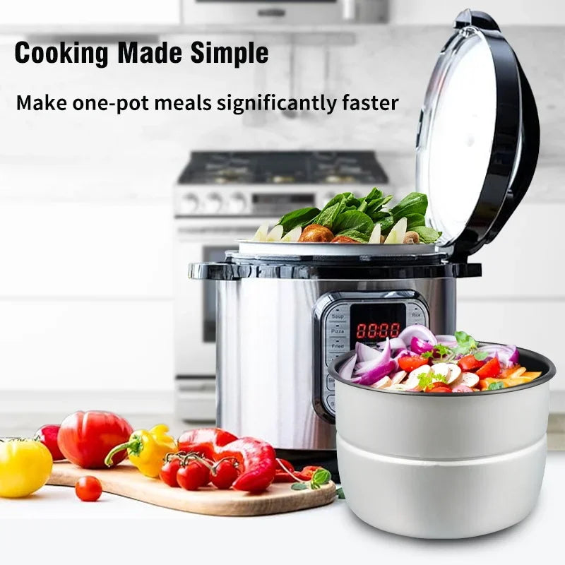 Tidesmit 5L stainless steel electric pressure cooker showing control panel and smart multicooker settings