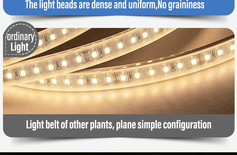 220V COB LED Strip with Switch /Dimmable Waterproof 360LED Strip EU Plug for Outdoor Indoor Room Backlight Garden Kitchen TV