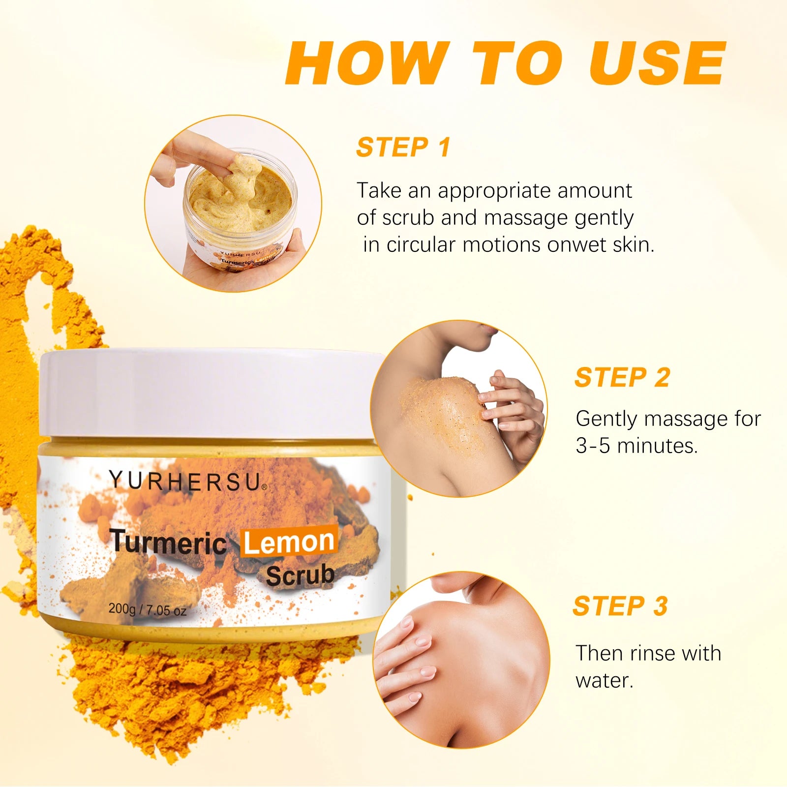 Turmeric Vitamin C Exfoliation scrub Moisturizing Collagen Hyaluronic Acid scrub Skin Care Cosmetics 200g