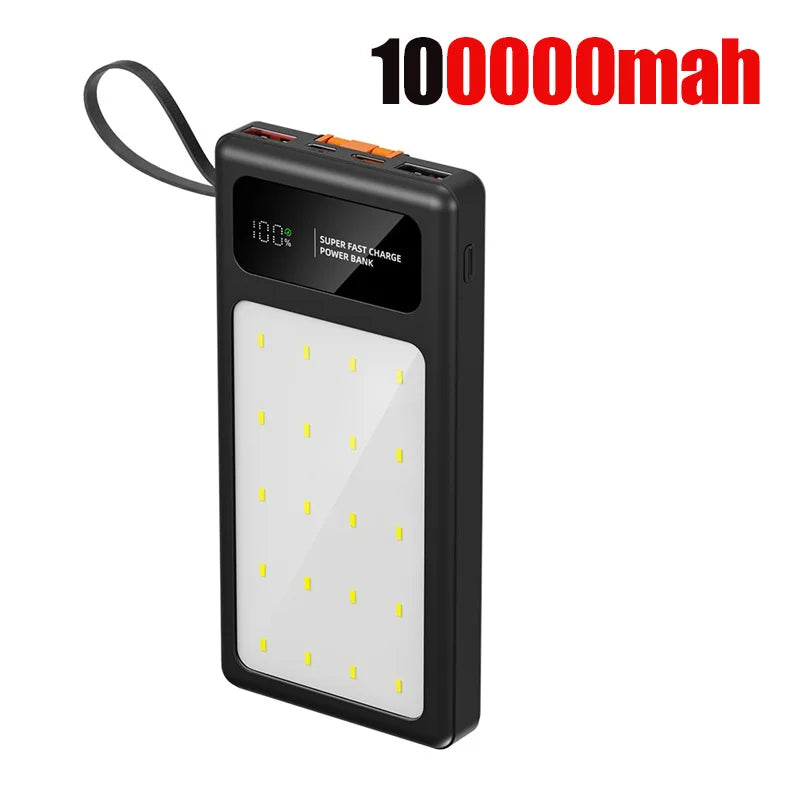 Portable Power Bank 200000mAh with PD Fast Charging & LED Light Black 100000mah Tidesmit