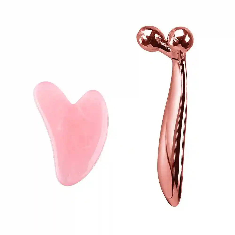 3D Face Roller Massager for Skin Lifting, Tightening, and Contouring Massage Roller RoserGold set Tidesmit