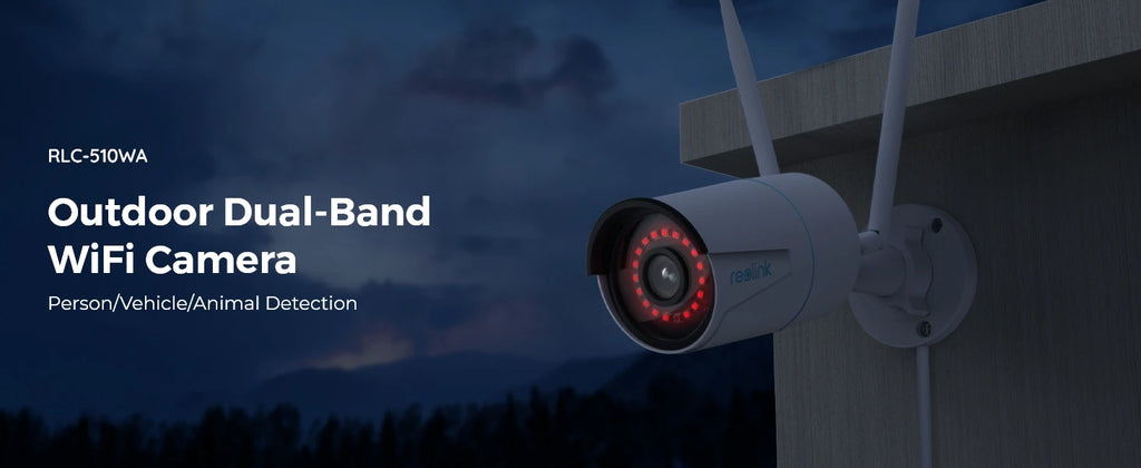 REOLINK 5MP Plug-in Outdoor WiFi Security Camera Security IP67 Smart Motion Detection Dual Wi-Fi IP Camera for Home Surveillance
