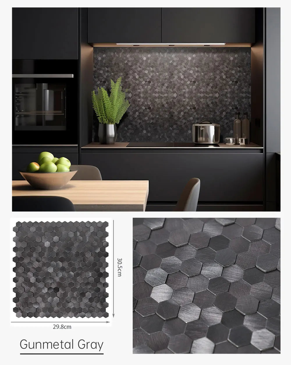 Peel and Stick Backsplash Hexagon Tile, Self Adhesive Wall Tiles 3D Metal Stick on Tiles for Kitchen