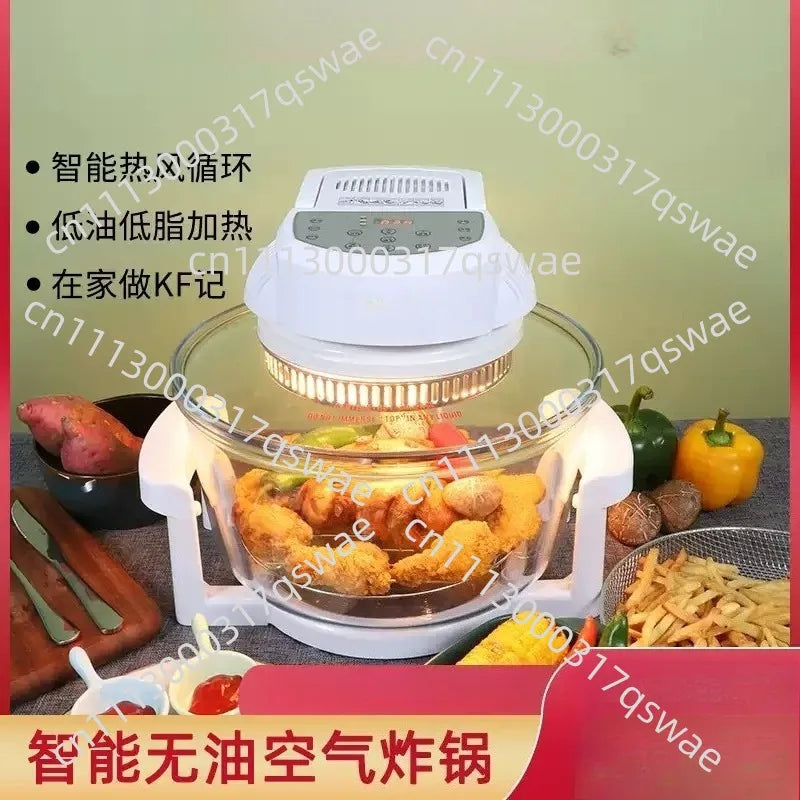 12L 17L Large Visible Glass Air Fryer Oven No-Oil Smokeless Hot Wave Convection Roaster For Home Kitchen Baking Grilling Frying