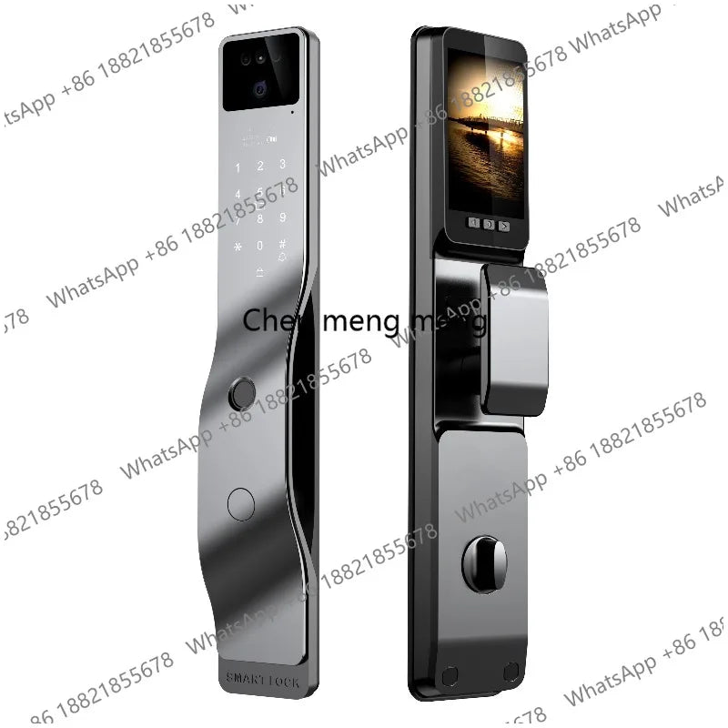 Facial Recognition Fingerprint Smart Security Door Lock Tuya App Wifi Camera Video Screen Biohacking RFID Digital Door Lock