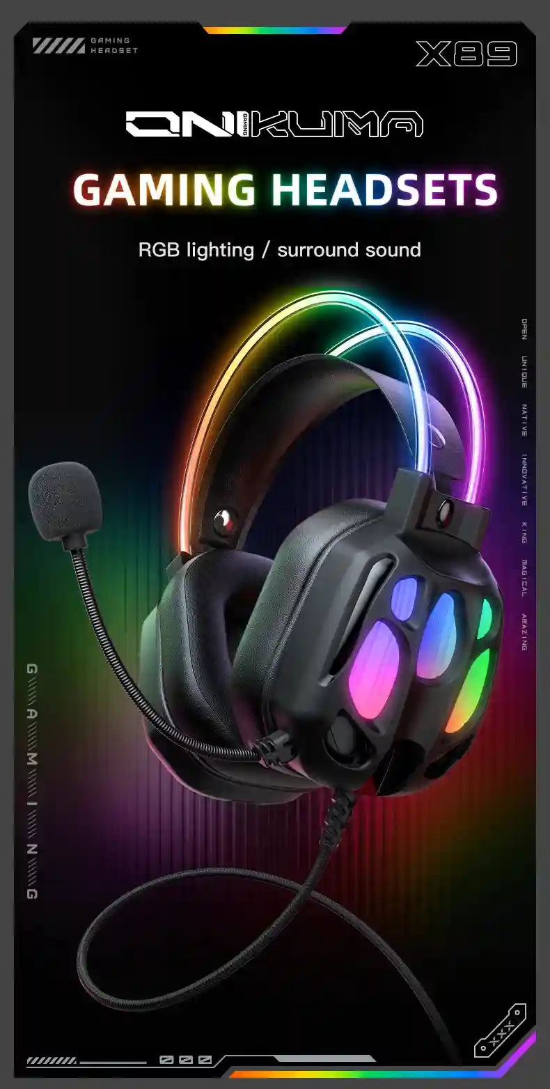 ONIKUMA X89 Gaming Headphones: Surround Sound Over-Ear Wired Headset Tidesmit