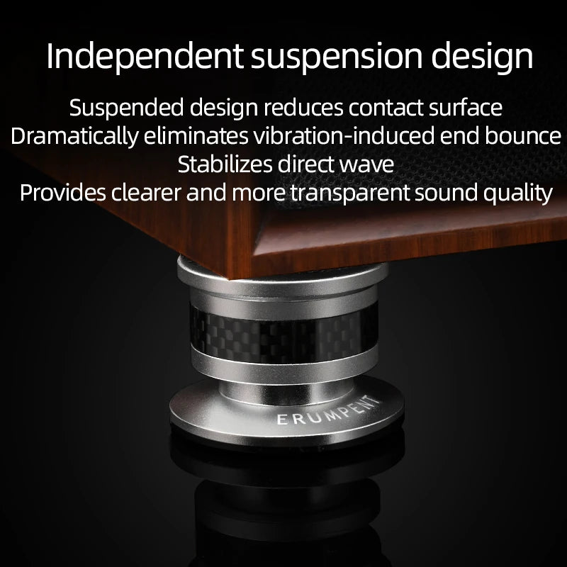ERUMPENT 4 PCS Hi-end Speaker Spike Stand Foot Pads for Sounds Carbon Fiber Adjustable Audio Speakers Shock-absorbing Feet Pegs