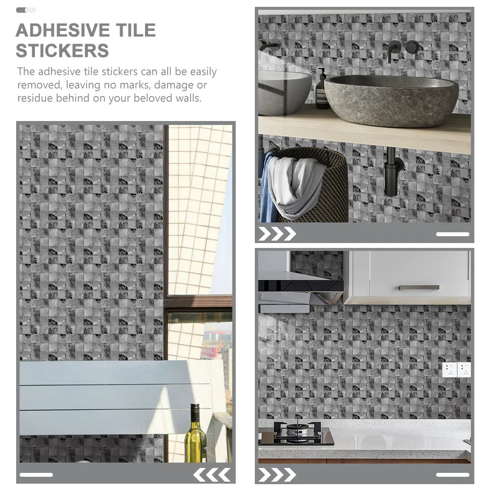10 Pcs Backsplash Tile Peel and Stick for Kitchen Wall Stickers Bathroom PVC Adhesive Tiles