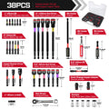 Geinxurn 38Pcs Tools Set Packaged, Socket and Bit Holder, S2 Screwdriver Bits, Nut Driver, Mini Wrech, Quick Change Adapter for