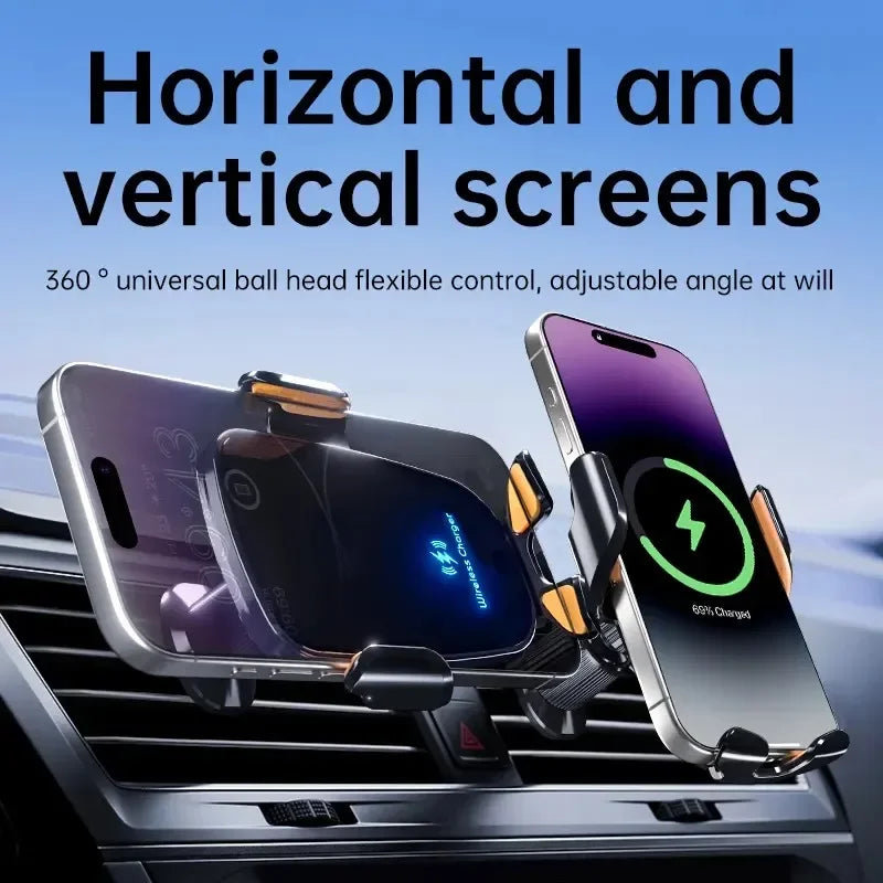 Wireless Car Charger Vent Mount - Qi Certified Fast Charging Tidesmit