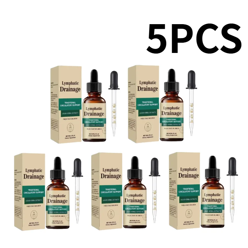 Tidesmit 5-pack natural herbal lymphatic drainage drops for detox, blood circulation, and swelling relief.