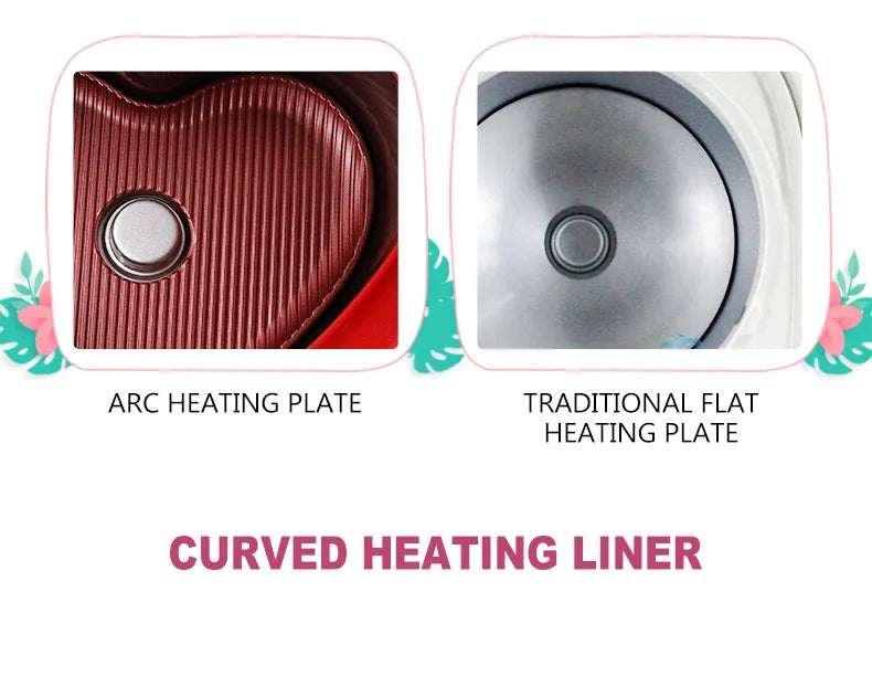 Rice cooker curved heating liner with arc heating plate and flat heating plate detail