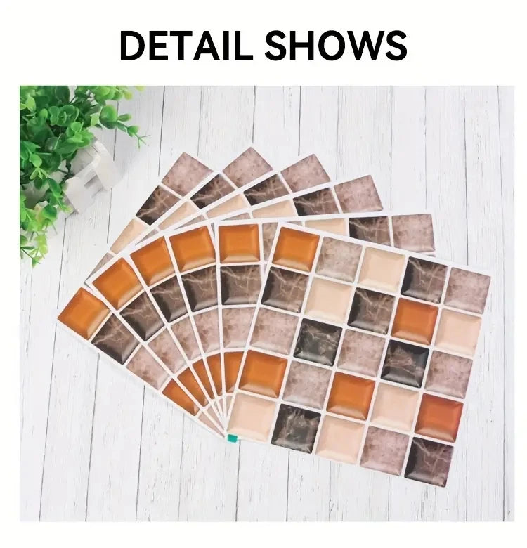 Self-Adhesive Marble Wall Tiles - Waterproof Stickers for Kitchen Backsplashes, Bathrooms, Living Rooms, Easy to Install and Rem