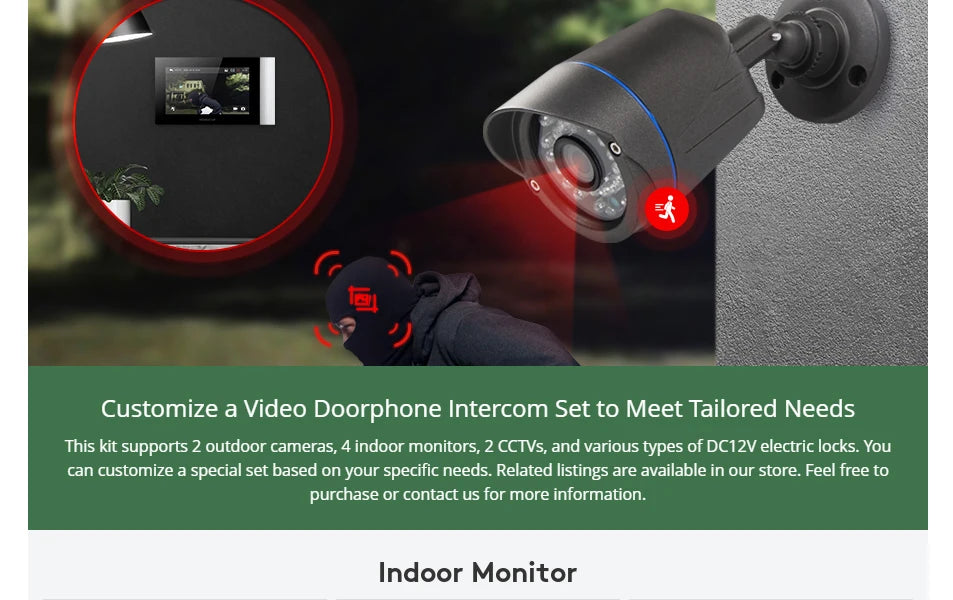 HOMSECUR 7” WIFI Tuya APP 4 Wire Video Door Phone Intercom System 1 Doorbell Camera 1 Indoor Monitor