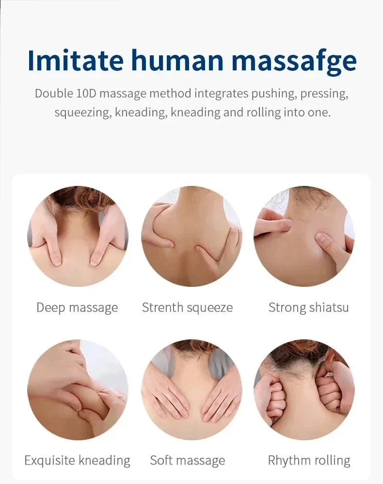Electric Massage Pillow for Neck & Back with Heat Therapy | Tidesmit Massage Cushion Tidesmit