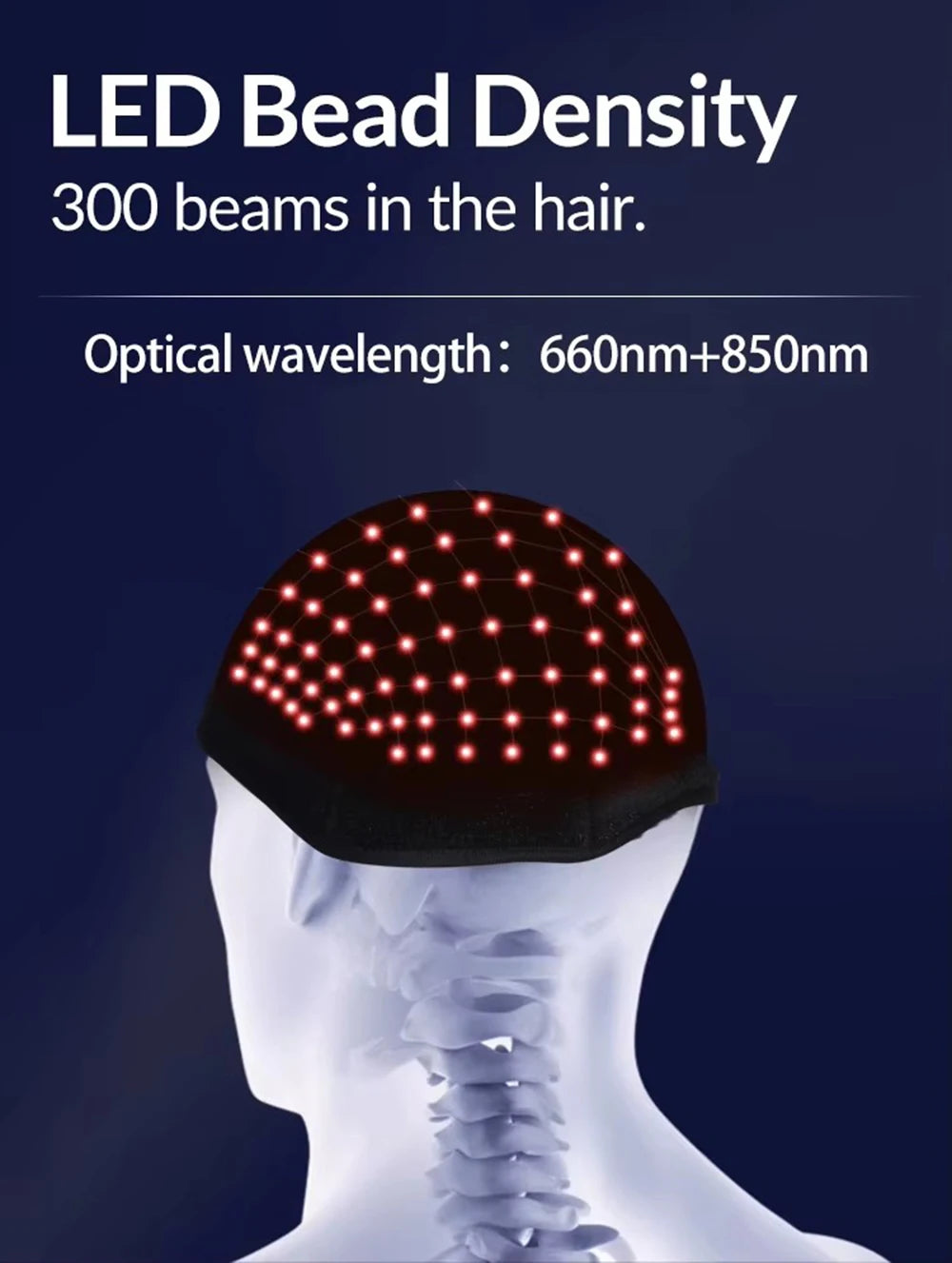 660nm 850nm Red & Infrared Light Hair Growth Cap, USB Charging Red Light Therapy Device Hair Loss Treatment Hair Regrowth Helmet