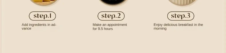 Step-style panel showing cooking process icons on the electric cooker