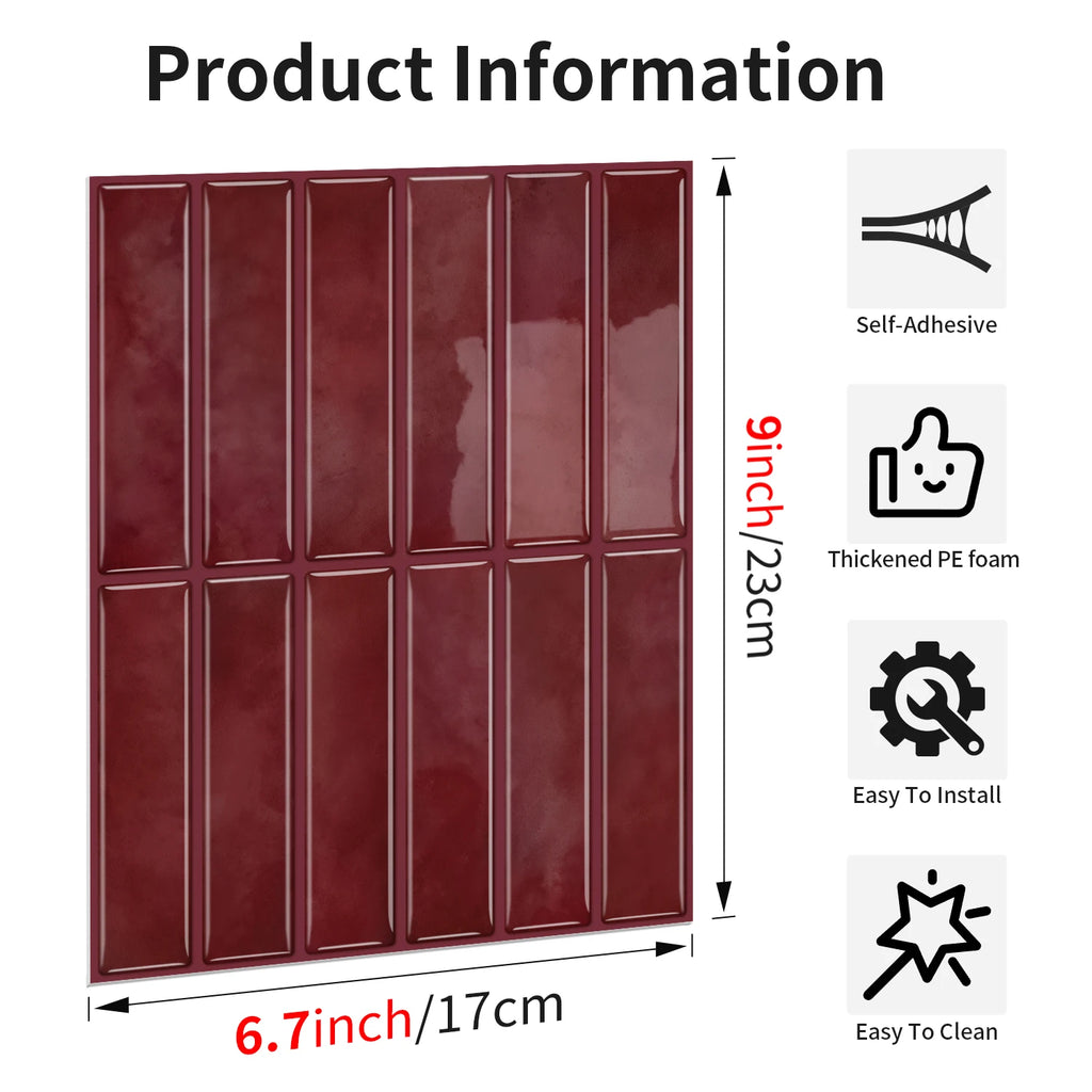 Self-adhesive tile decals, peel-and-stick tile stickers, splash-proof wall decor for kitchens and bathrooms, bedroom decor