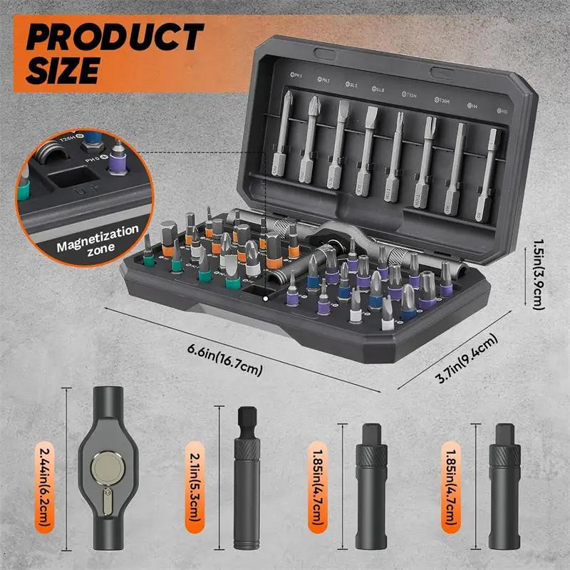 42 in 1 Magnetic Screwdriver Set, Multi Bit Ratchet Driver Portable Repair Tool Kit for Furniture, Computer, Bicycle, DIY