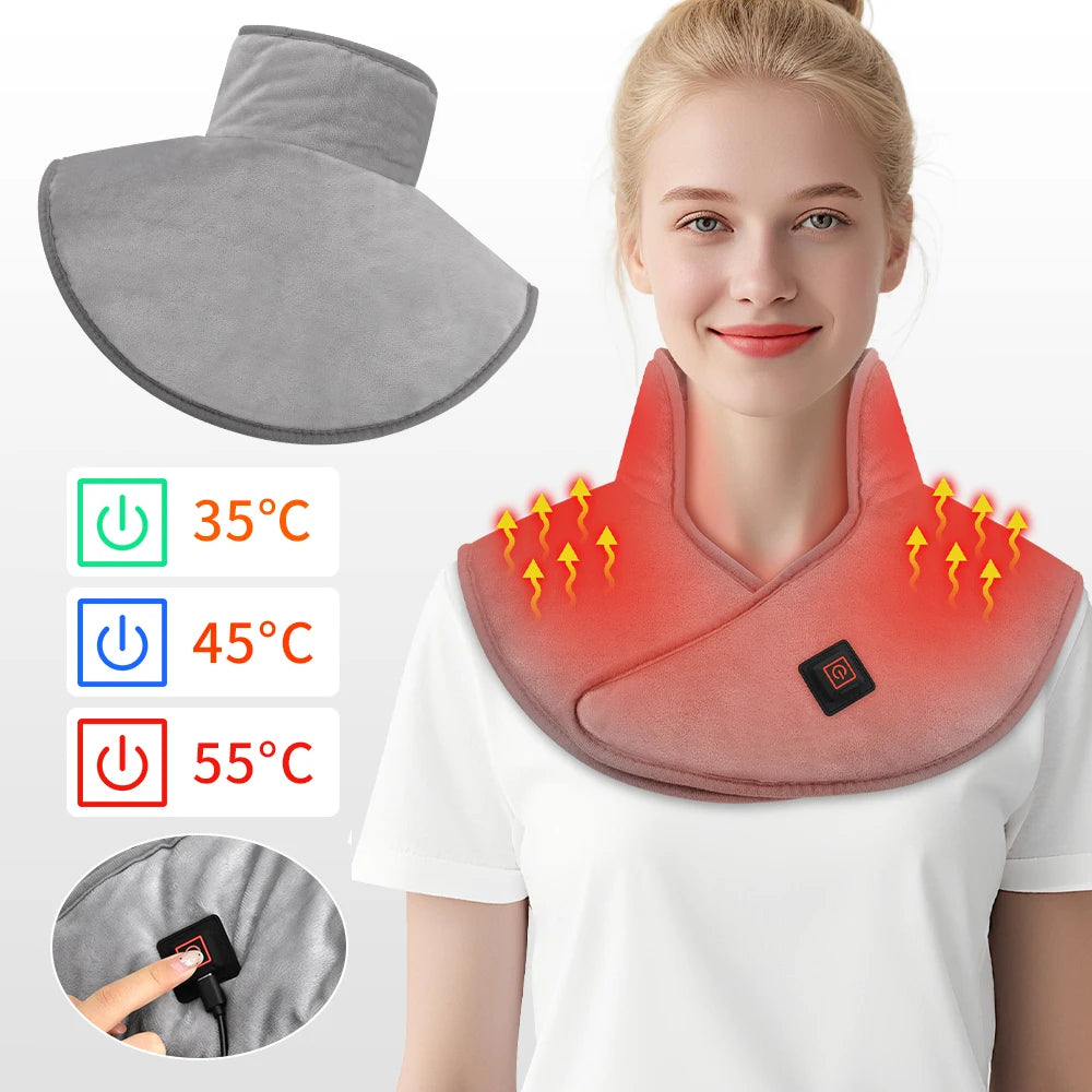 Electric Heating Neck Shoulder Massager - USB Rechargeable Cervical Pad Fascia Gun Tidesmit