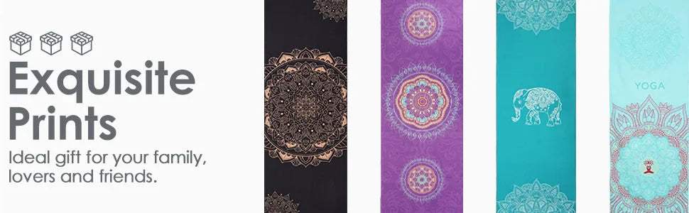 MoKo Yoga Towel Non Slip Hot Yoga Mat Yoga Blanket Printing Pattern Quick Dry with Corner Pocket for Bikram Pilates Gym Workout