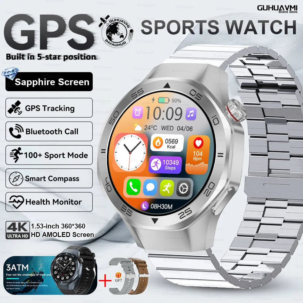 2026New Smart Watch GPS Positioning 3ATM Waterproof GPS Tracker Compass Men Bluetooth Call Heart rate 170+Sports Watch Men Women