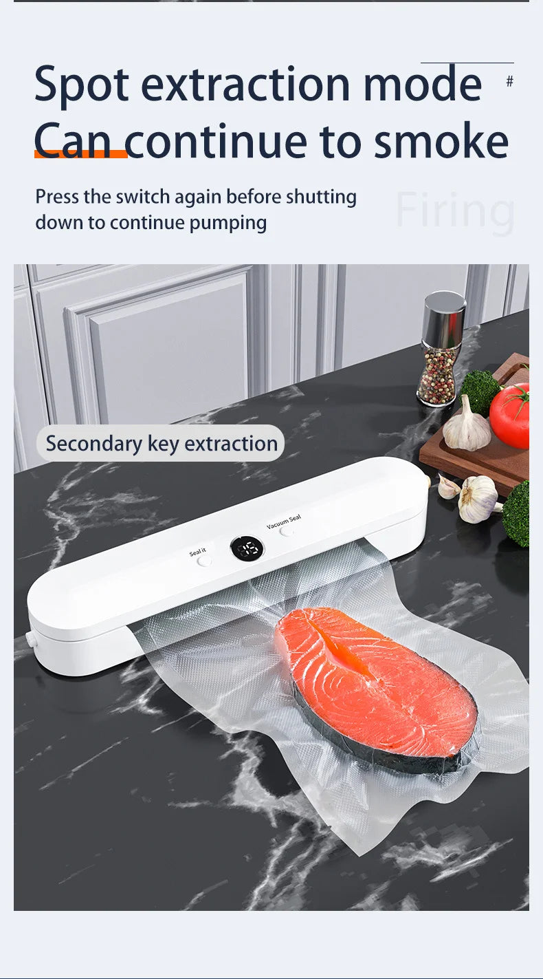 Automatic Vacuum Sealer Machine With 10pcs Free Food Saver Bags for Food Vegetables Fruits Nuts and Meat Storage Proof Sealer