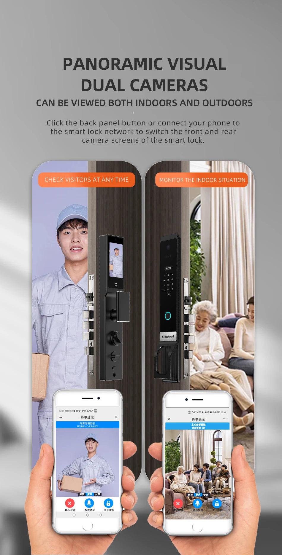 3D Palmar Vein Smart Door Lock Tuya U Smart Go Security Camera Intelligent Biometric Fingerprint And Face Recognition Smart Lock