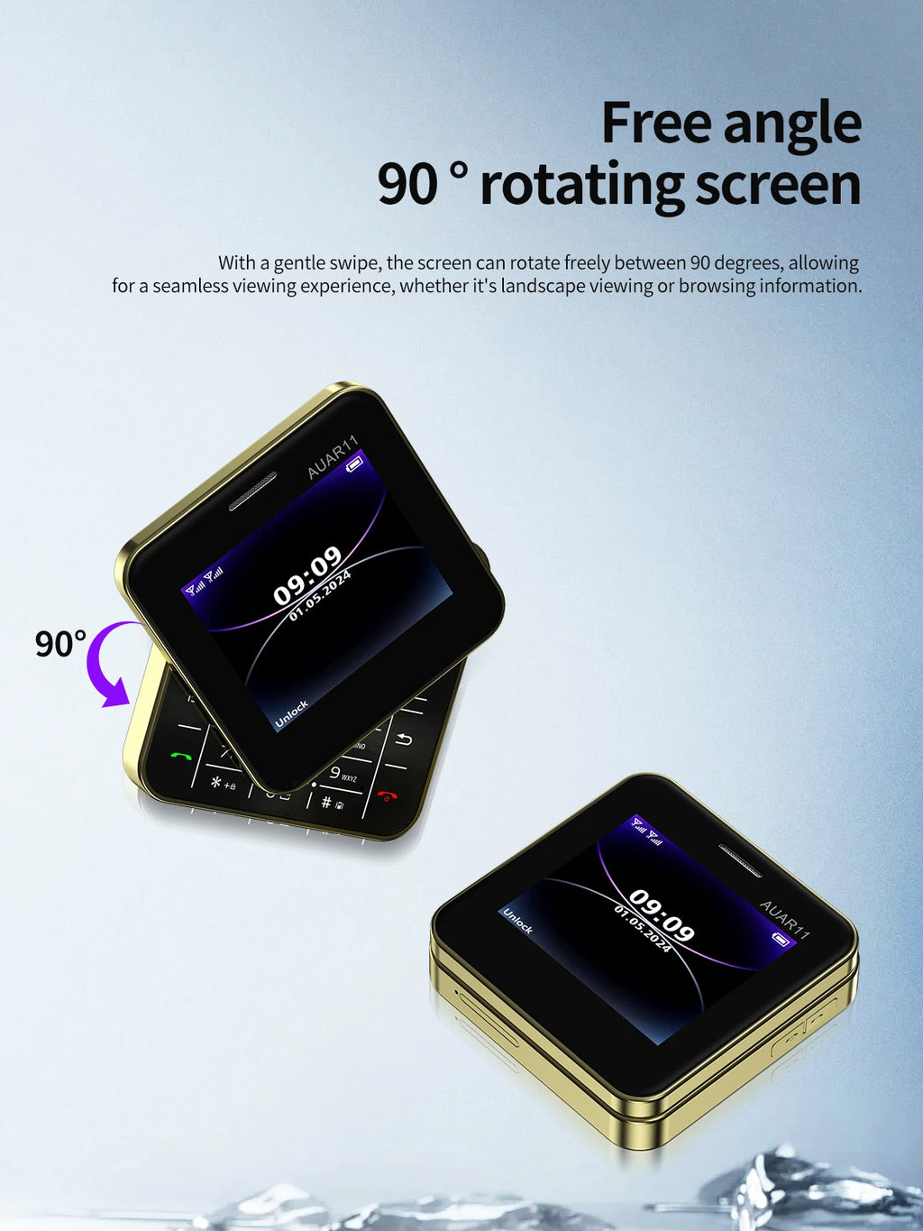 Low Price Sale SERVO AUAR11 2G GSM Rotate Screen Dual SIM Speed Dial Magic Voice Flashlight 2.4" Side Slider Square Cellphones