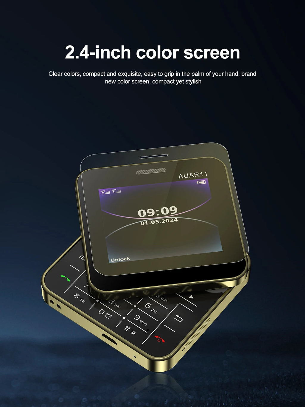 Low Price Sale SERVO AUAR11 2G GSM Rotate Screen Dual SIM Speed Dial Magic Voice Flashlight 2.4" Side Slider Square Cellphones