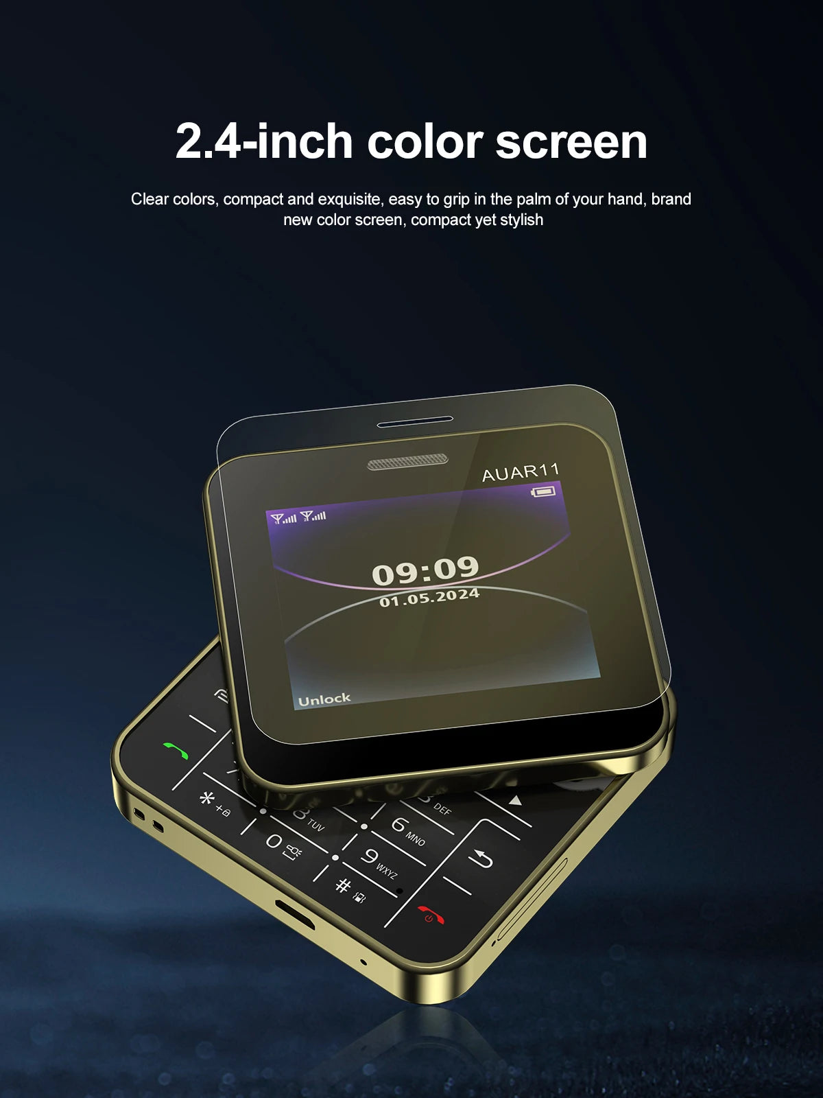Low Price Sale SERVO AUAR11 2G GSM Rotate Screen Dual SIM Speed Dial Magic Voice Flashlight 2.4" Side Slider Square Cellphones